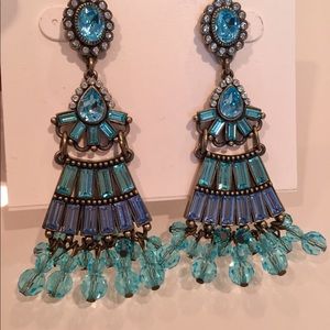 Couture Earrings Badgley Mischka Chandelier Blue